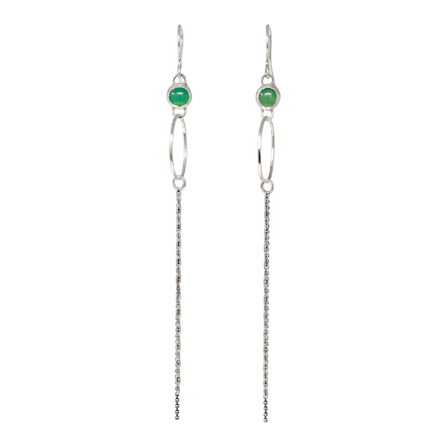 Chrysoprase Chain Tassel Hoops