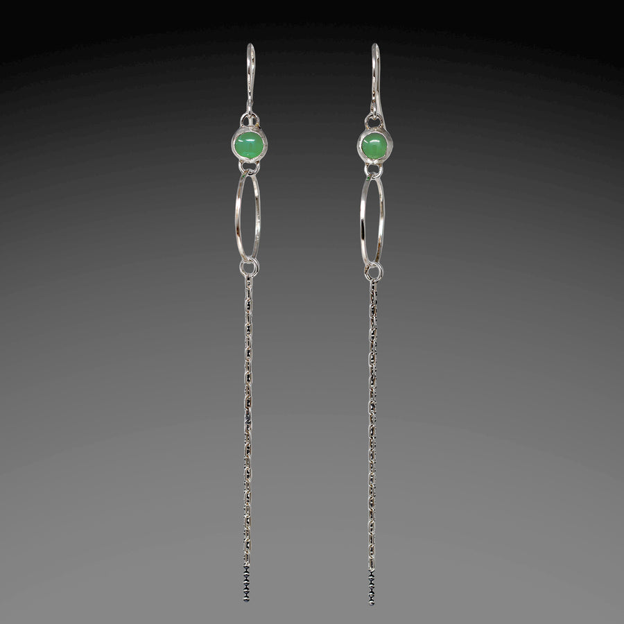 Chrysoprase Chain Tassel Hoops