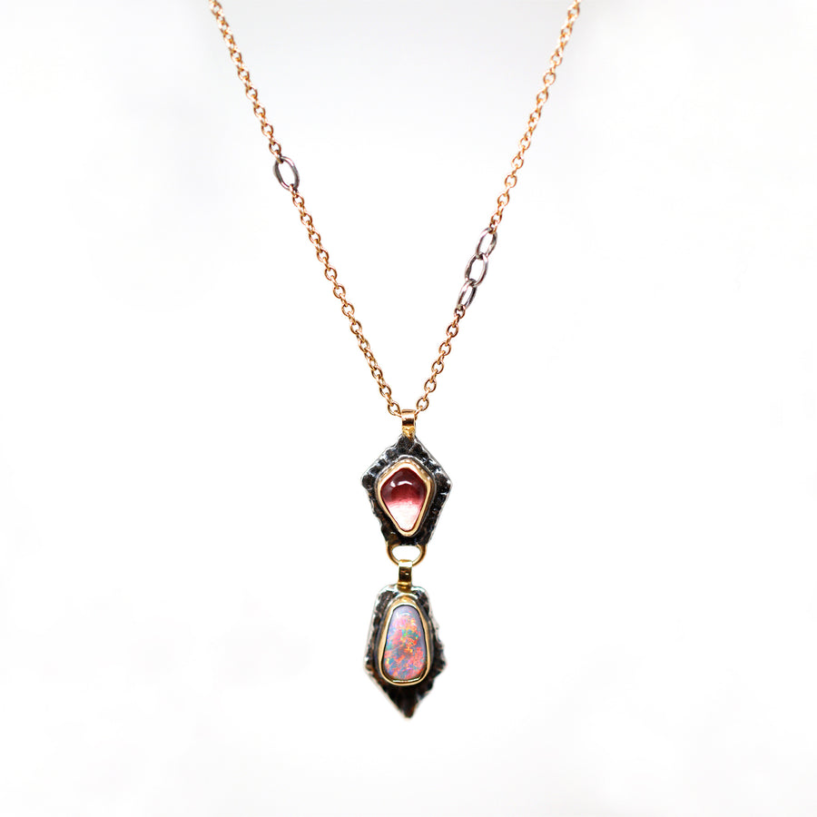 Grandsize Peace Necklace in Pink Opal and Pink Tourmaline – helena rose  jewelry