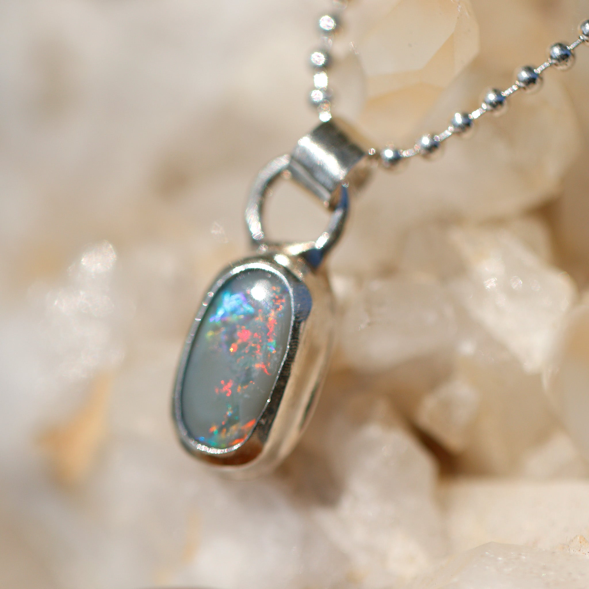 Lightning Ridge Red Pinlight Opal Pendant