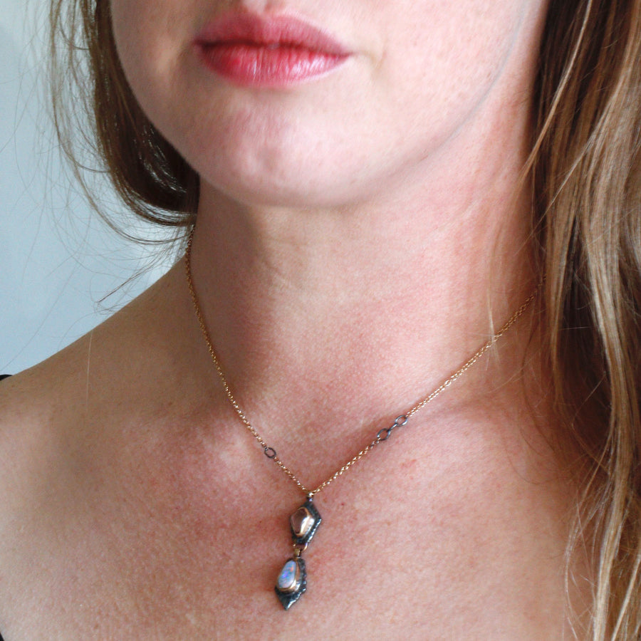 Opal, Diamond, and Tourmaline Lattice Necklace – WWAKE